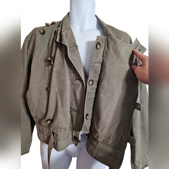 International Male Medium Vintage Rare 80s Army Green Button Toggle Field Jacket - Picture 3 of 7